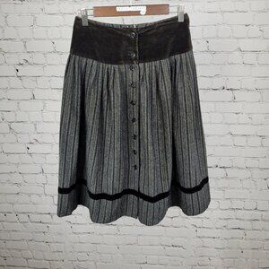 VTG New Expressions Bobbie Brooks Wool Blend Velvet Accents Midi Skirt USA 9/10
